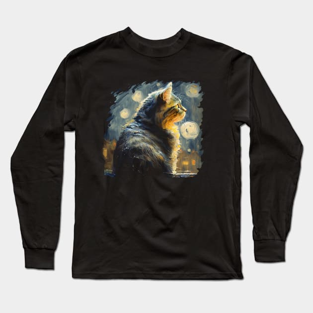 Impressionism Cat Long Sleeve T-Shirt by ArtRoute02